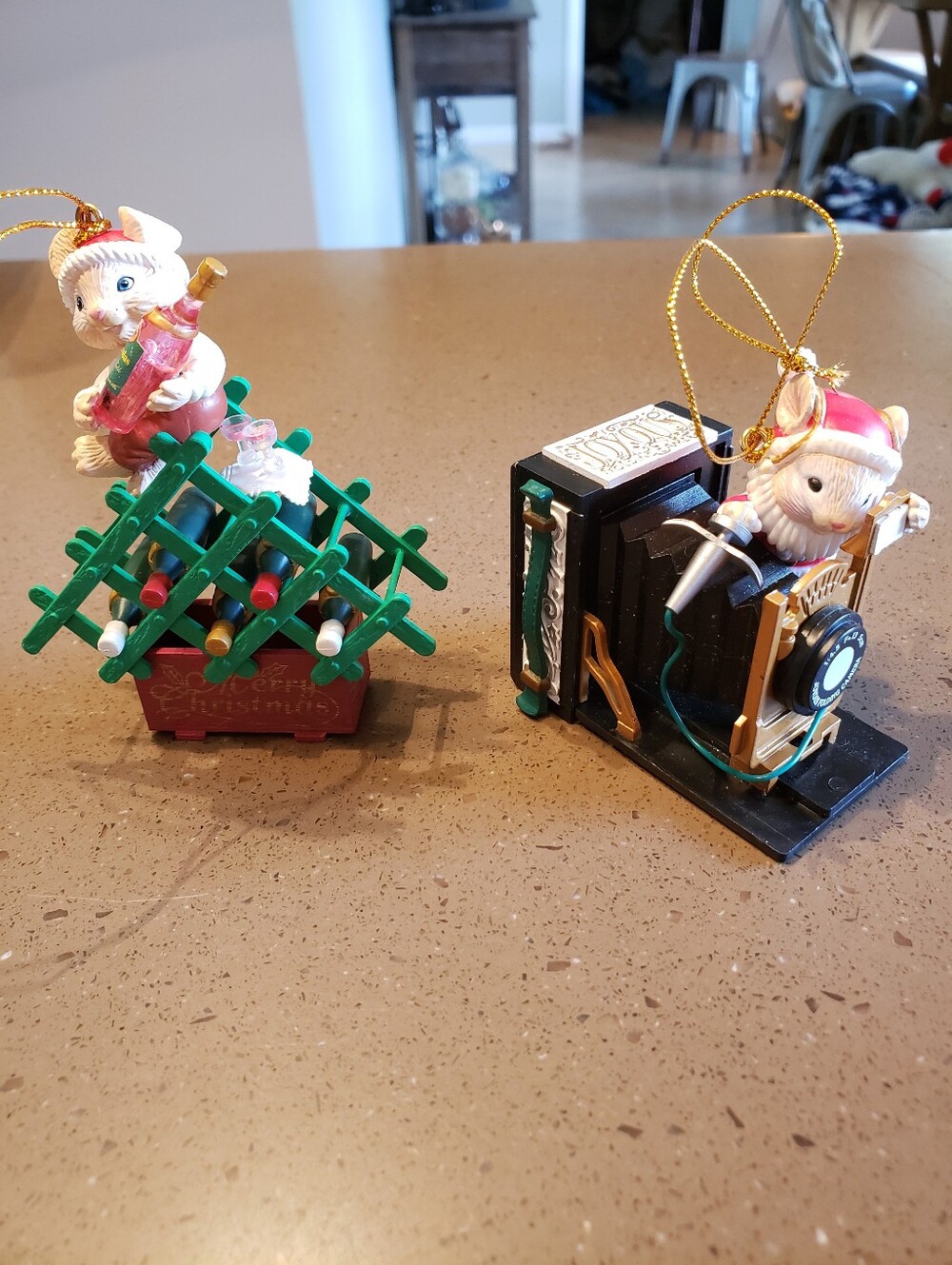 Vintage Pair Of Mice Christmas Ornaments